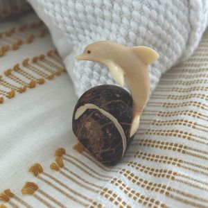Dolphin Nut Carving Figure